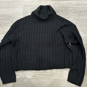 With Love by FCT Womens Black Cowl Neck crop Sweater Size XL